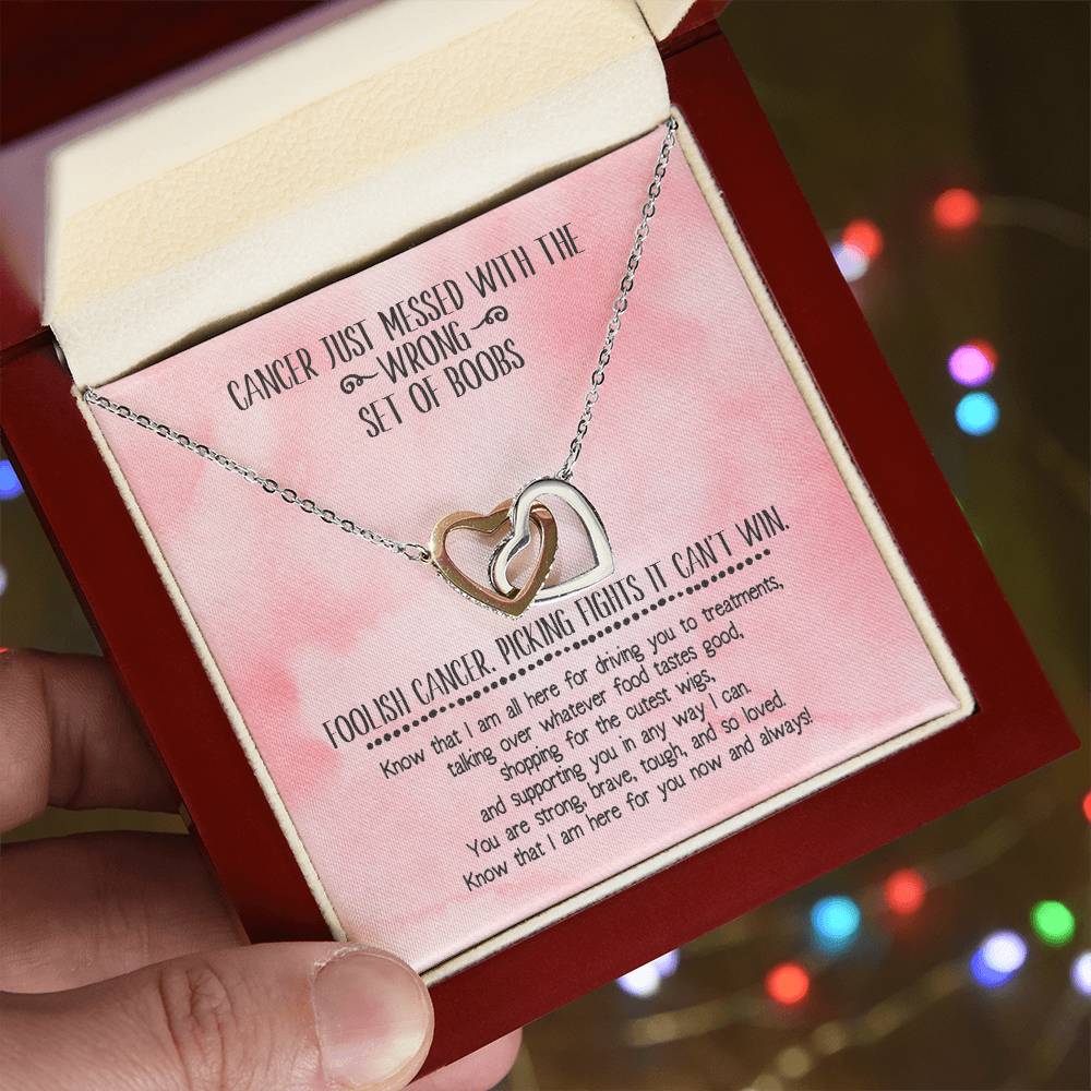 Cancer Support Necklace Interlocking Hearts Necklace