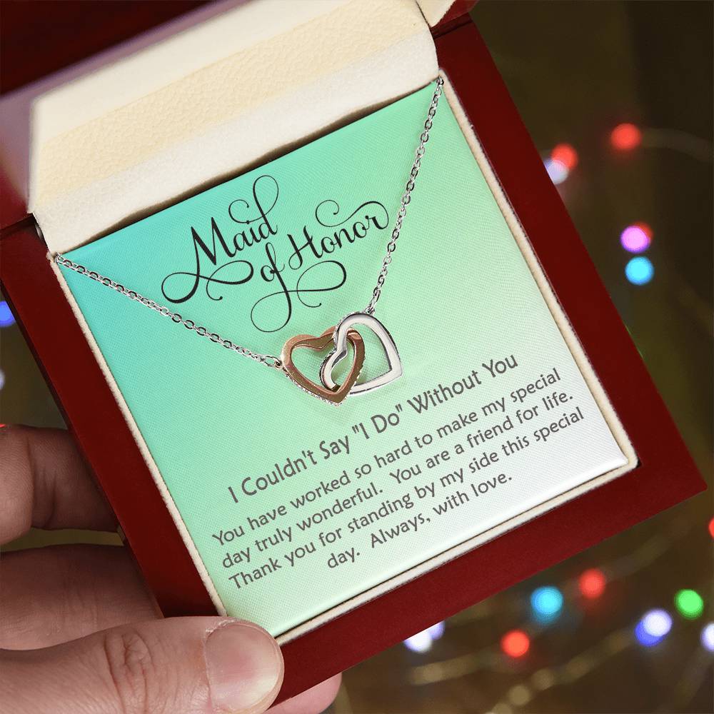 Maid Of Honor Linked Hearts Necklace Gift Interlocking Hearts Necklace