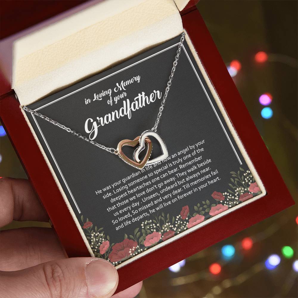 In Loving Memory Of Your Grandfather Interlocking Hearts Necklace