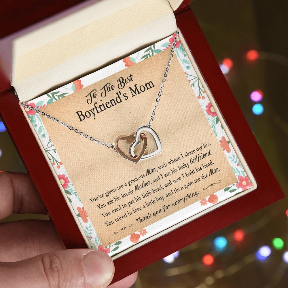 Gift For Boyfriend'S Mom - You'Ve Given Me A Gracious Man 2 - Interlocking Interlocking Hearts Necklace