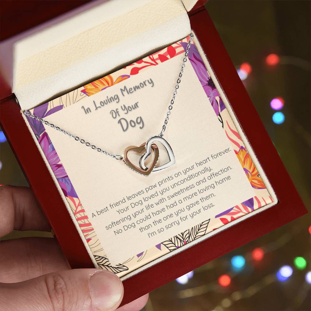 Loss Of Dog Loving Memory Of Your Best Friend - Connected Hearts Necklace Interlocking Hearts Necklace