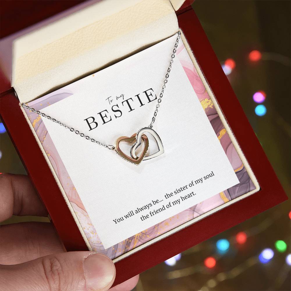 To My Bestie Interlocked Heart Necklace Interlocking Hearts Necklace