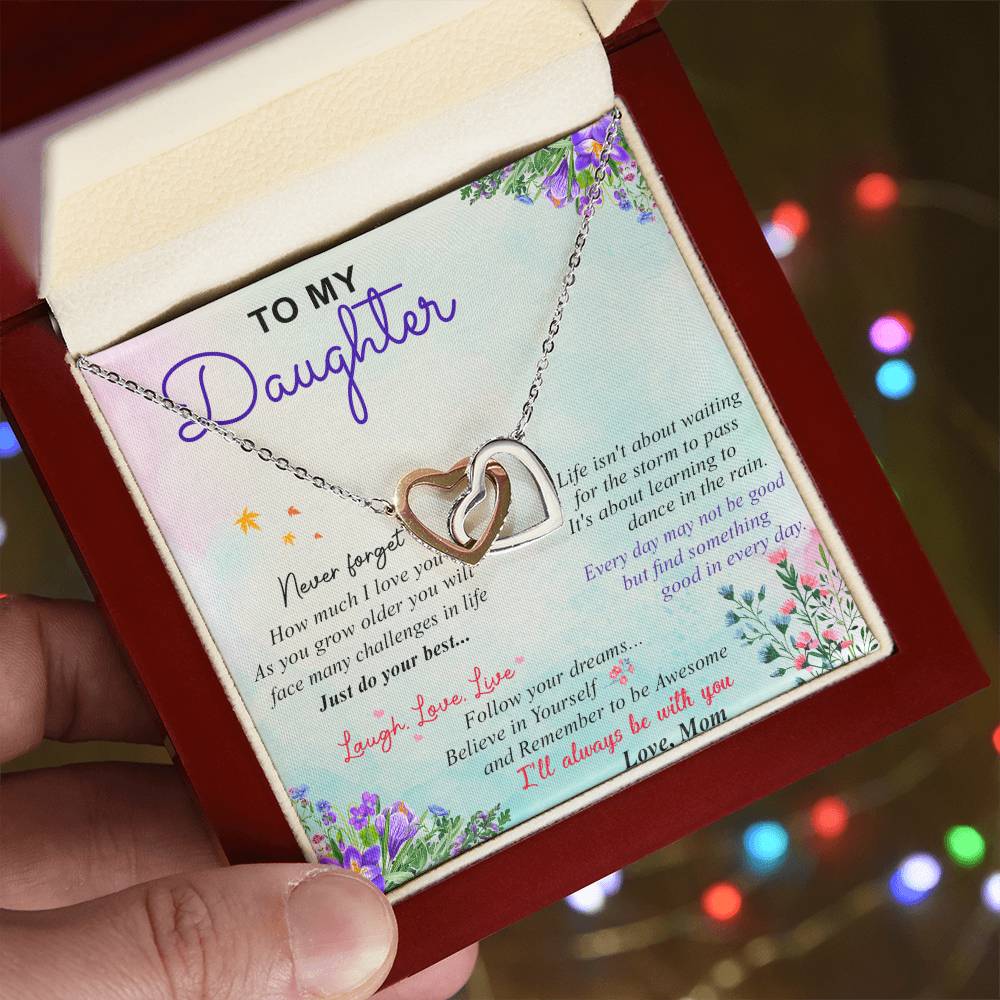 To My Daughter - Interlocking Hearts Necklace