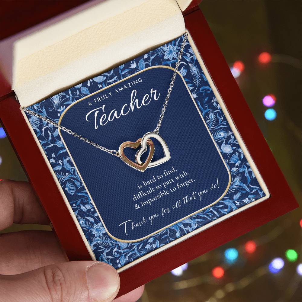 Teacher Gift Gift For Teacher Necklace A Truly Amazing Teacher Appreciation Gift Gorgeous Necklace For Teacher Interlocking Hearts Necklace