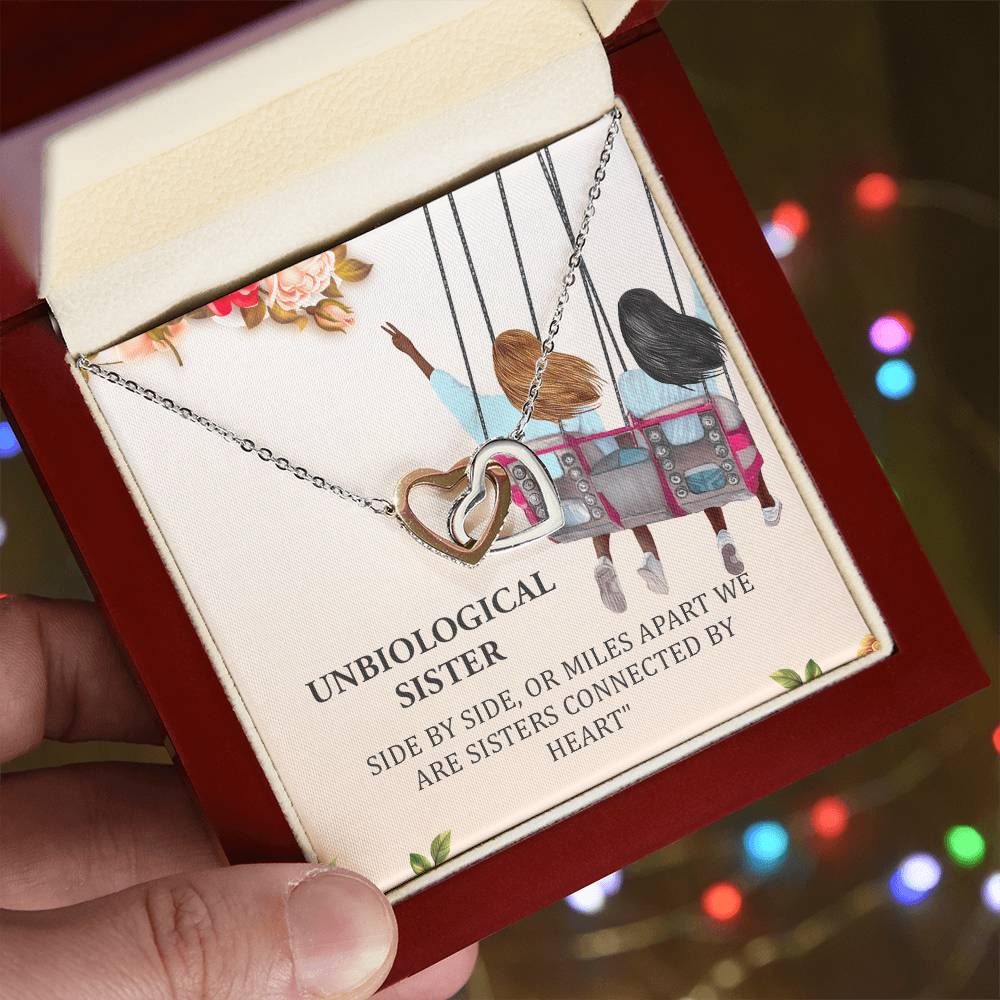 Unbiological Sister Interlocking Hearts Necklace Bff Jewelry Gift Soul Sister Sorority Sister Sister In Law Heart Necklace Gift Best Friends Gift