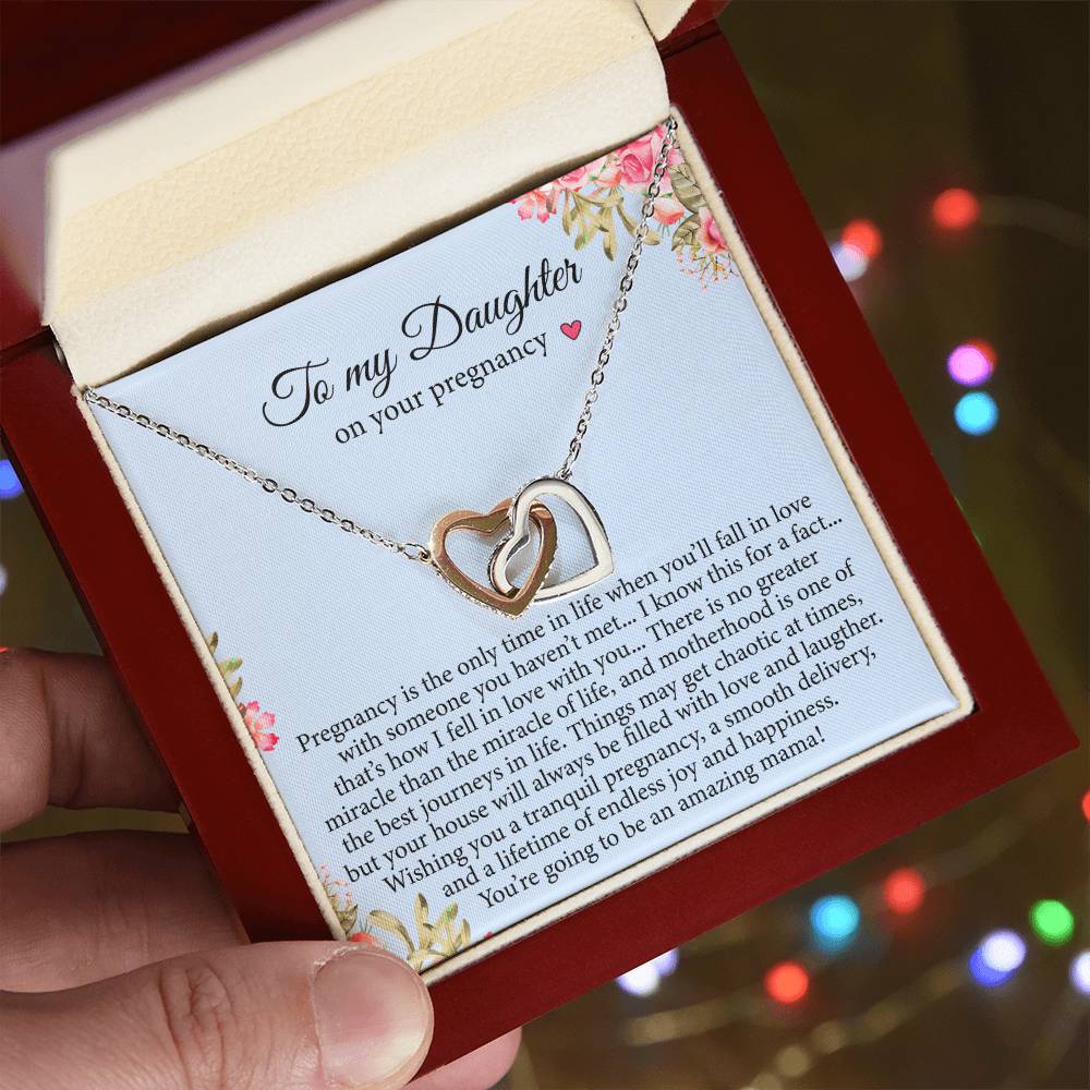 Daughter Pregnancy Gift For Daughter Baby Shower Interlocking Hearts Necklace