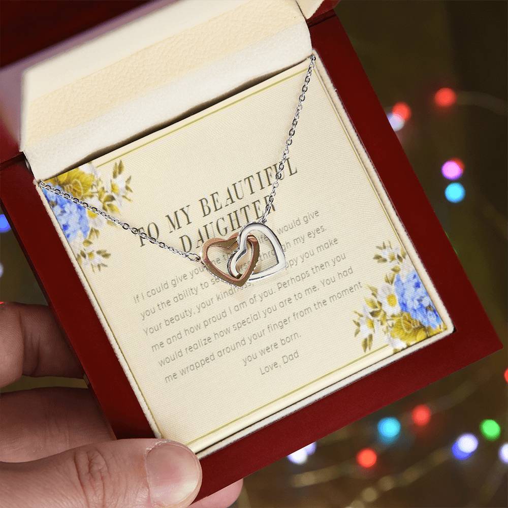 To My Daughter From Dad Interlocking Hearts Necklace Father To Daughter Gift Birthday Gift To Daughter From Dad Daughter Necklace