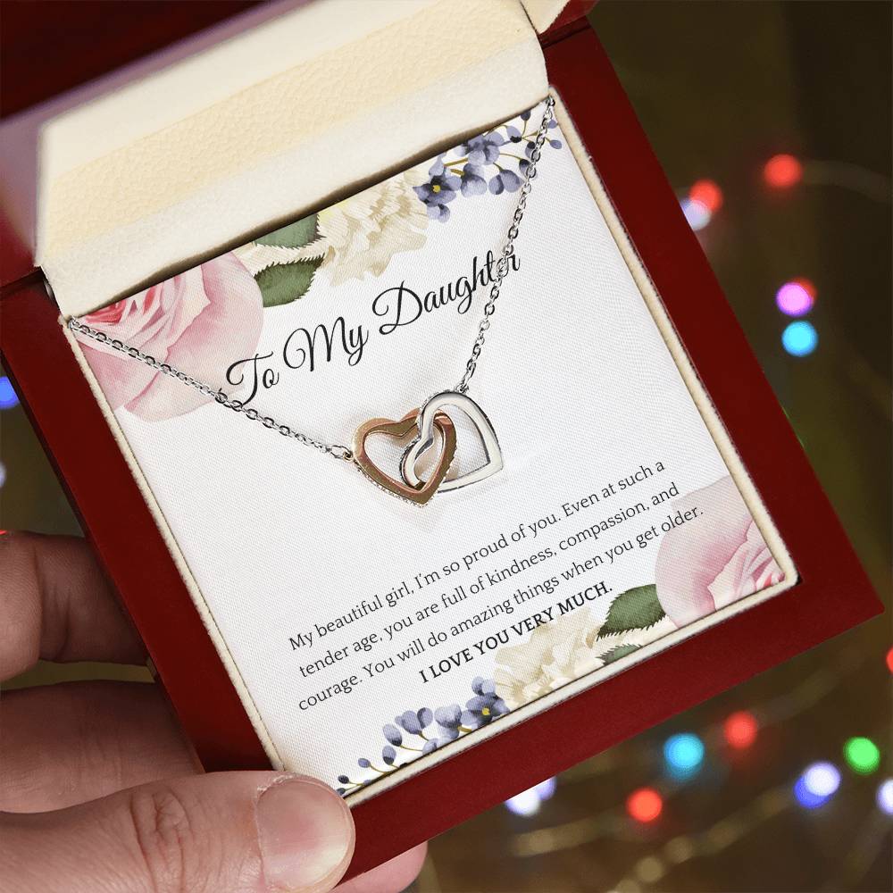 Interlocking Hearts Necklace For A Beautiful Daughter