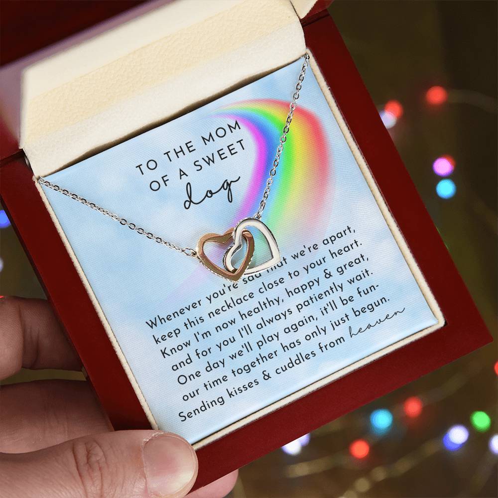 Dog Memorial Interlocking Hearts Necklace Day Rainbow Remembrance