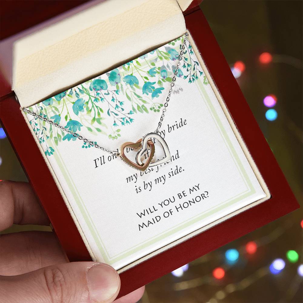 Will You Be My Maid Of Honor Bridal Wedding Jewelry Interlocking Hearts Necklace