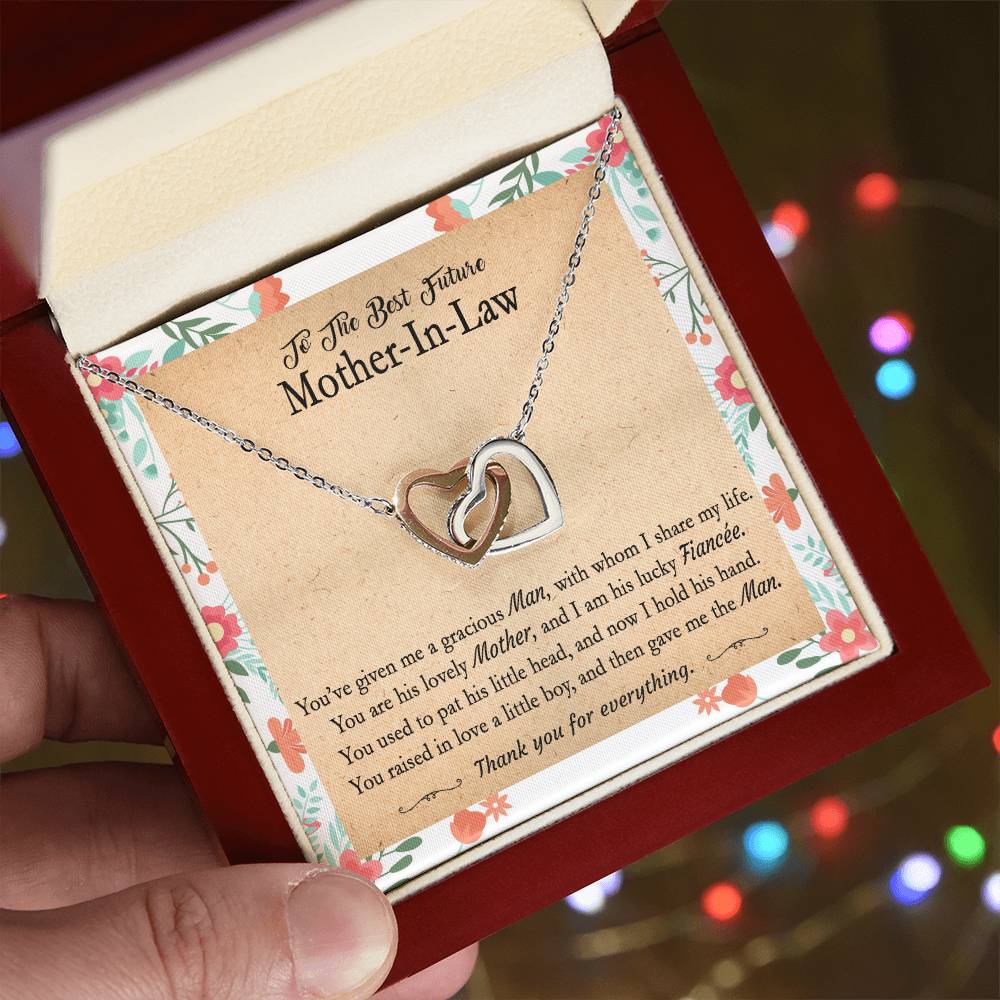 Gift For Future Mother-In-Law - You'Ve Given Me A Gracious Man 2 - Interlocking Interlocking Hearts Necklace