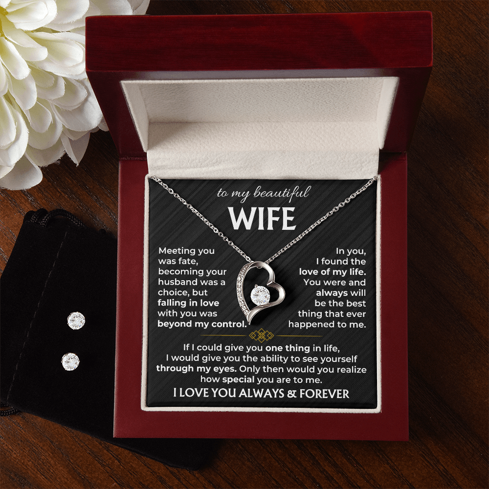 To My Wife - I Love You Always & Forever - Forever Love Necklace & Earring Set