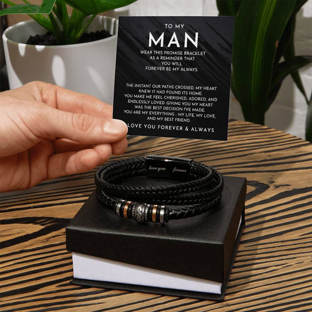 To My Man - Forever Be My Always - Bracelet - Love You Forever Bracelet