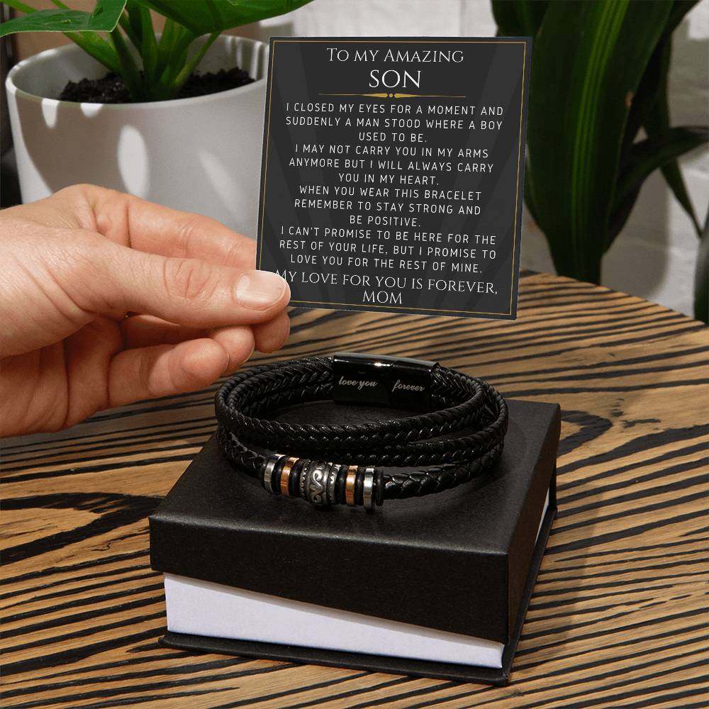 Bracelet For Your Son From Mom-  Gift For Birthday, Christmas, Graduation, Confirmation, Father's Day - Love You Forever Bracelet