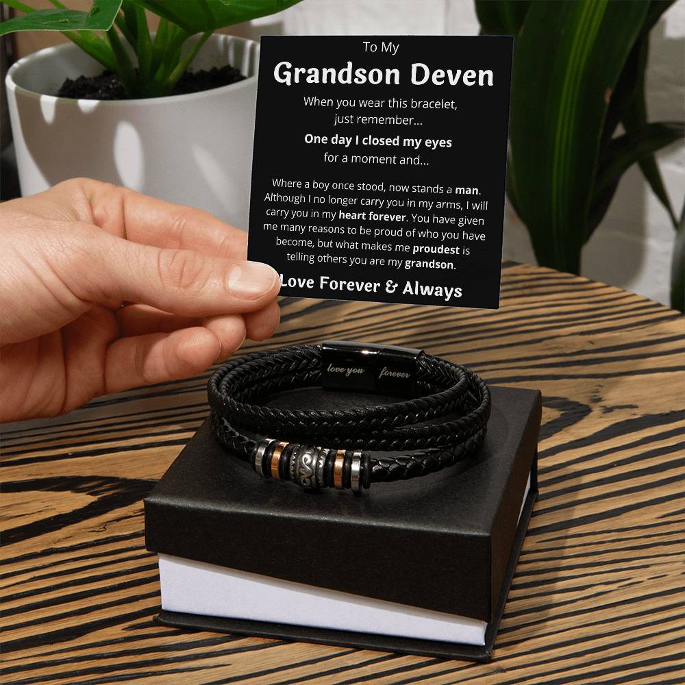 To My Grandson Deven Bracelet - Love You Forever Bracelet