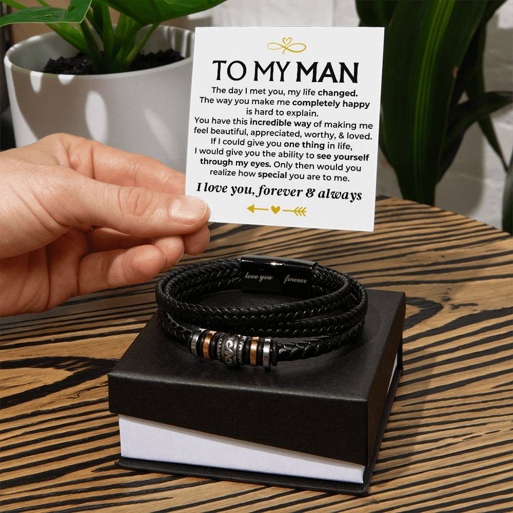 To My Man  Love You Forever  Braided Bracelet Gift Set - Ss578 - Love You Forever Bracelet