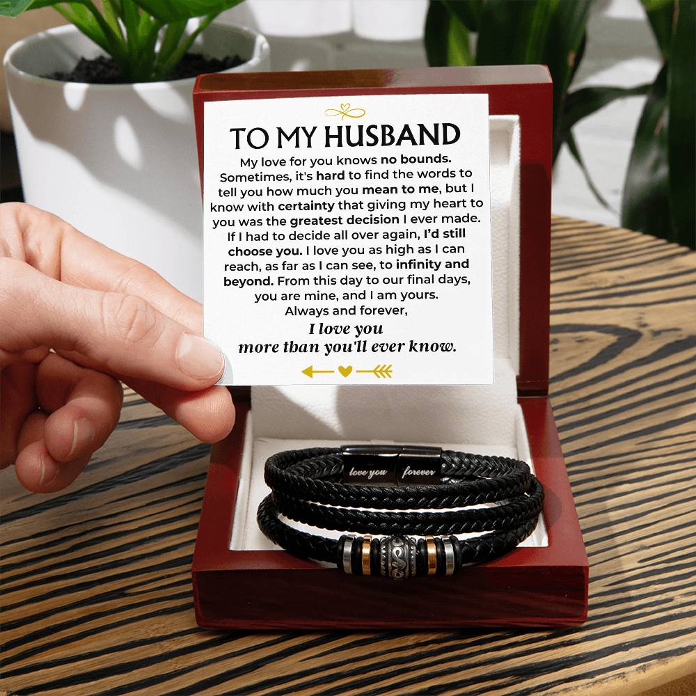 To My Husband  Love You Forever  Braided Bracelet Gift Set - Love You Forever Bracelet