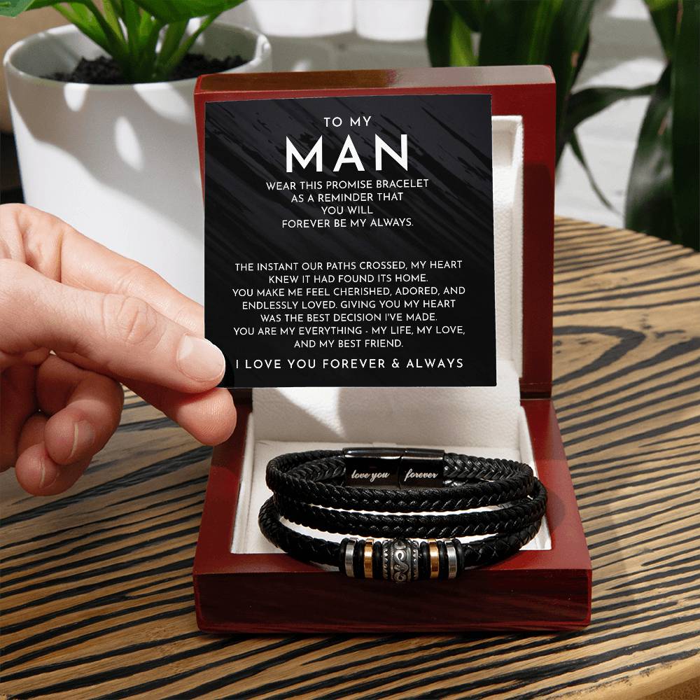 To My Man - Forever Be My Always - Bracelet - Love You Forever Bracelet