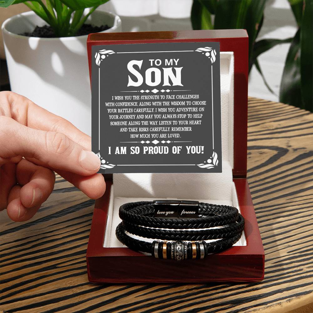 To My Son Bracelet Always Remember, I Wish You The Strength To Face Challenges With Confidence - Love You Forever Bracelet