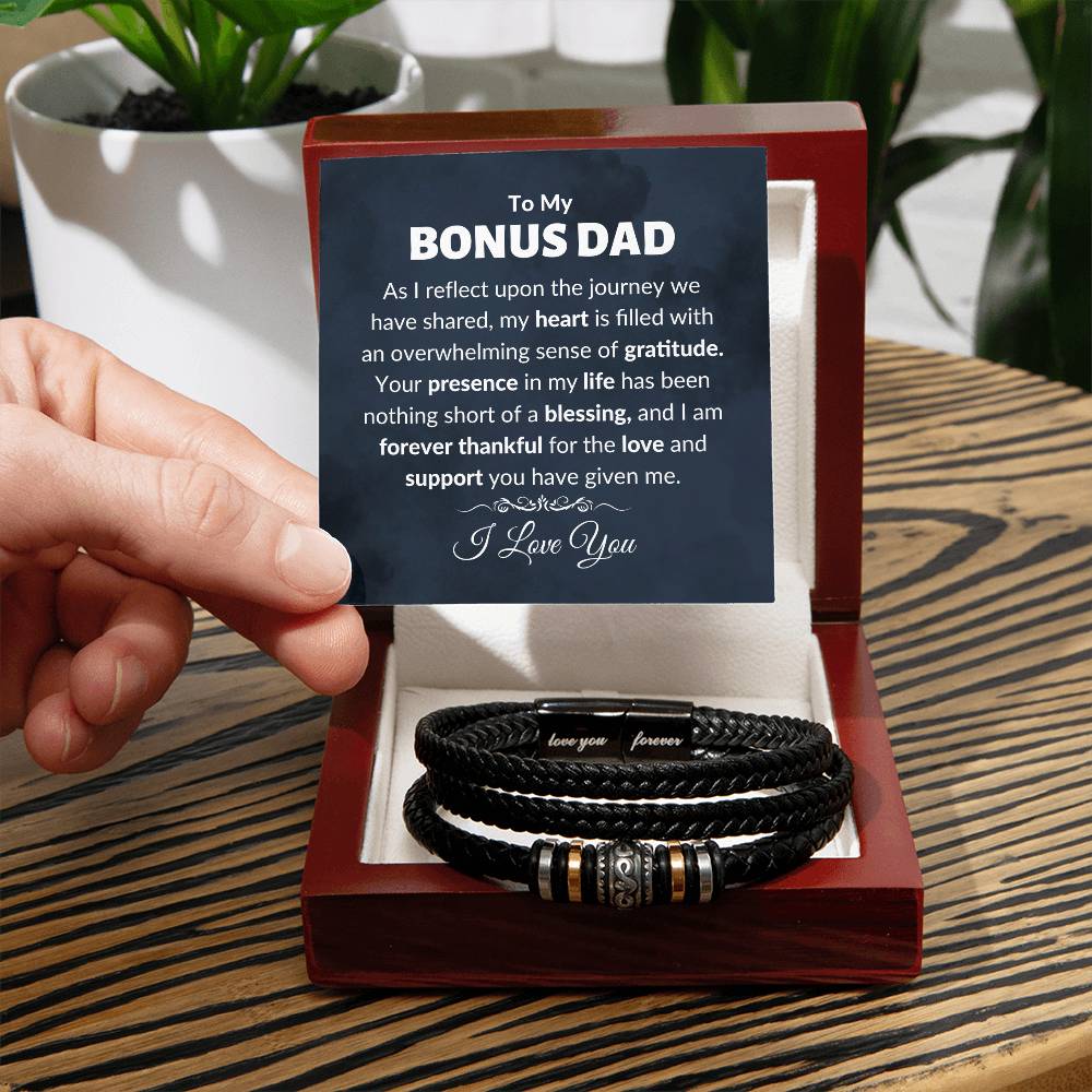 To My Bonus Dad  Dad Gift, Vegan Leather Bracelet, Stepped Up Dad, Step Father, Fathers Day, Birthday - Love You Forever Bracelet