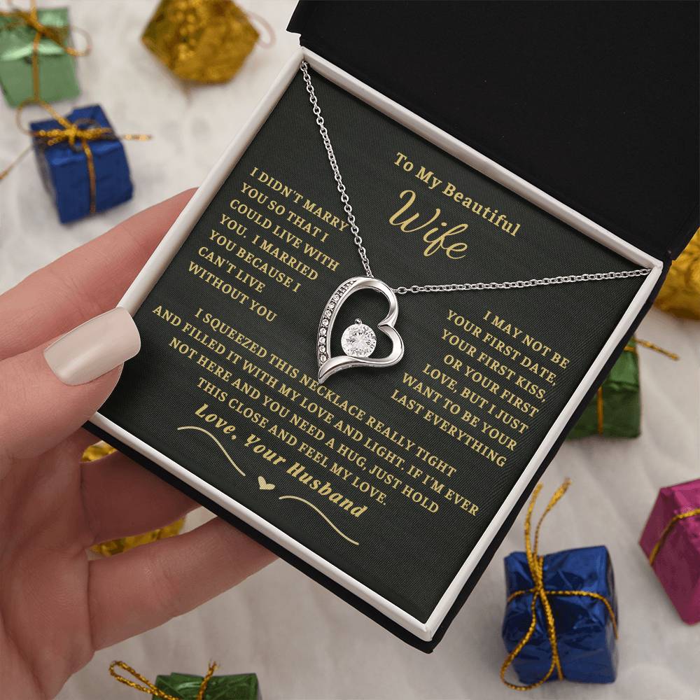 To My Beautiful Wife - I Can'T Live Without You - Wife Gift Set Forever Love Necklace