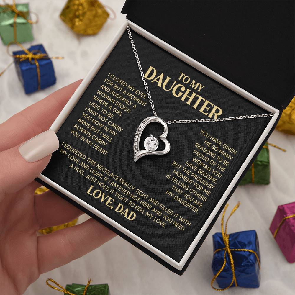 Daughter Heart Necklace  Love Dad Forever Love Necklace