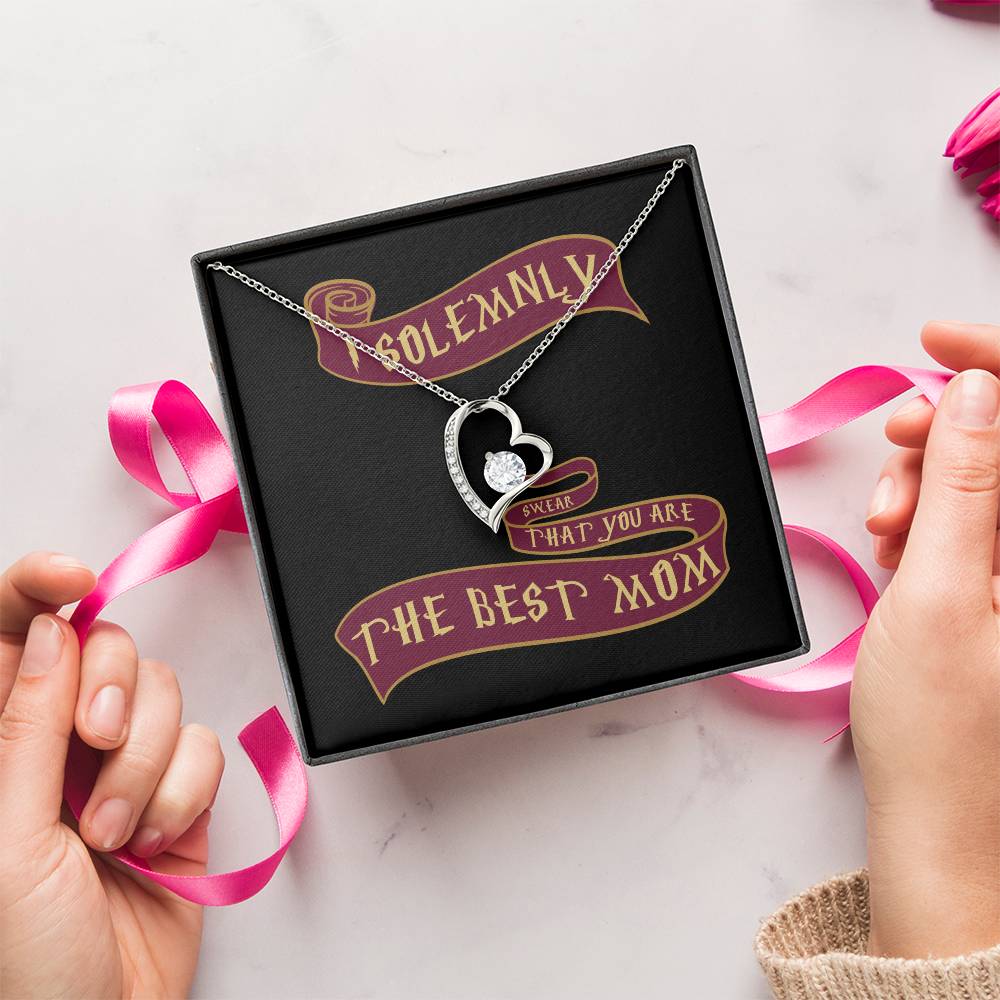I Solemnly Sweat That You Are The Best Mom Heart Necklace Black 1 Forever Love Necklace