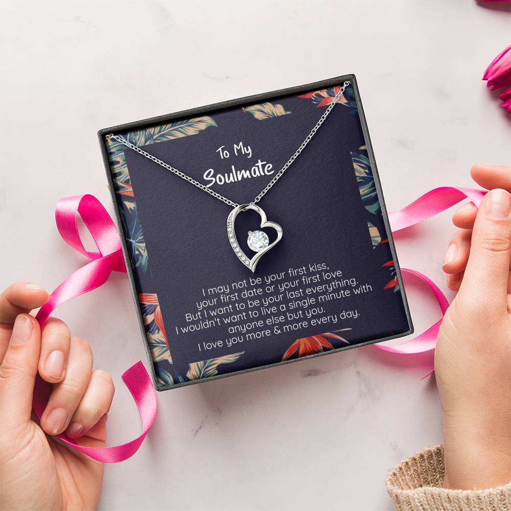 My Soulmate Your Last Everything 14k White Or 18k Yellow Finish Cz Heart Crystal Necklace Forever Love Necklace