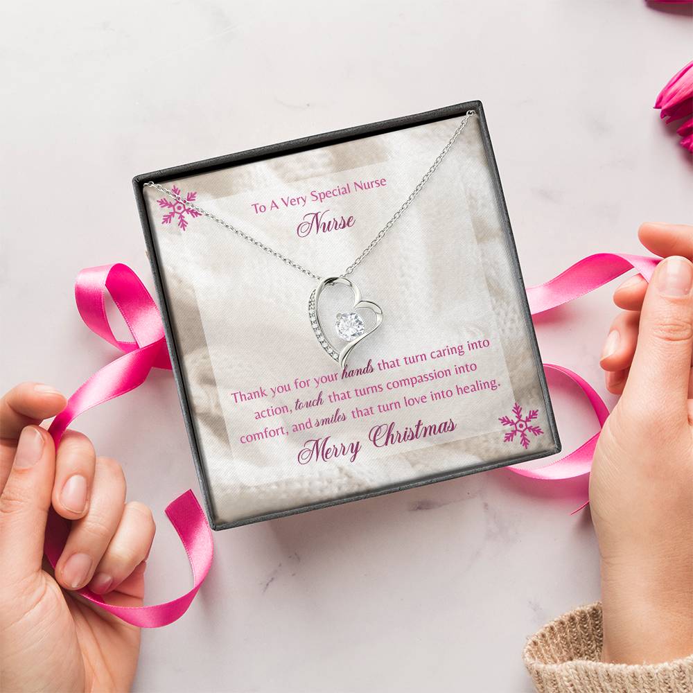 Merry Christmas To A Special Nurse 14K Gold Necklace Forever Love Necklace