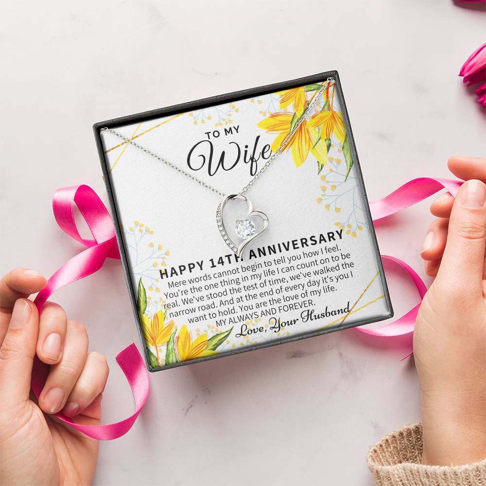 14 Year Wedding Anniversary Gift For Wife 14Th Anniversary Gift For Her 14 Year Anniversary Gift Ideas 14Th Anniversary Gifts Forever Love Necklace