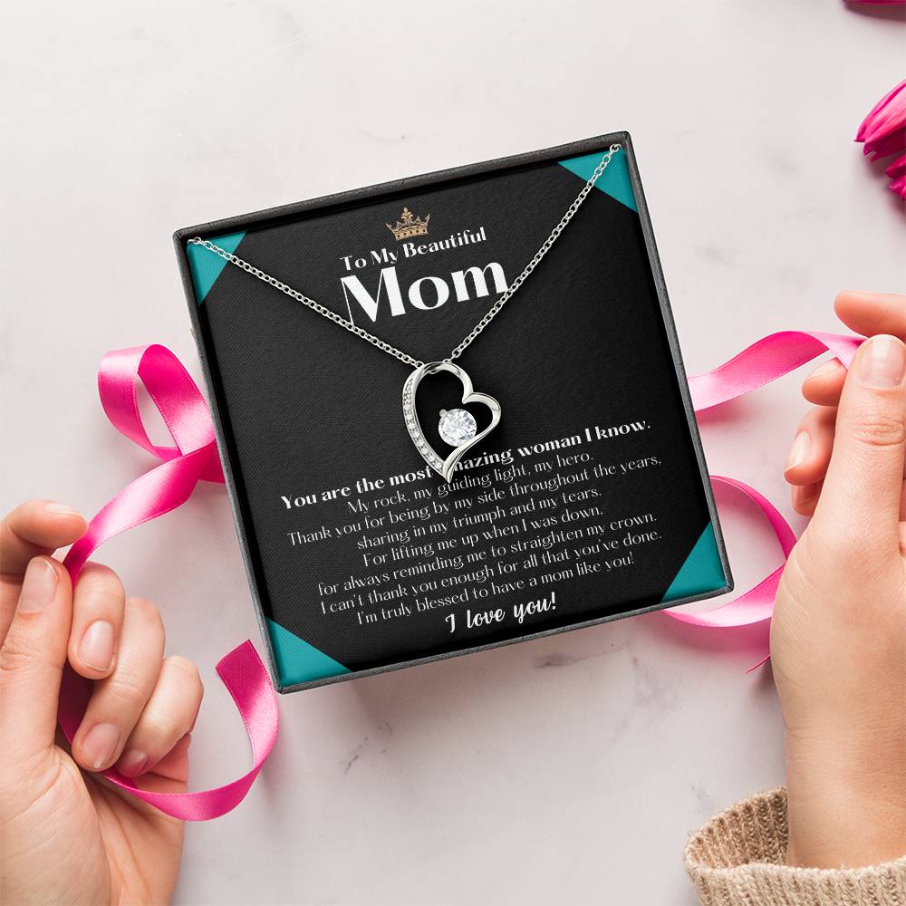To My Beautiful Mom Necklace Badass Mom Gift Mother’s Day Gift Birthday Gift Gift From Daughter On Wedding Day Forever Love Necklace