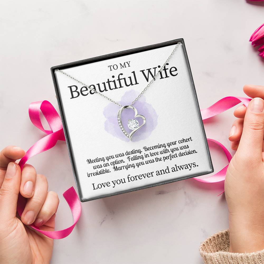 Beautiful Wife Valentine's Heart Gift Necklace Forever Love Necklace