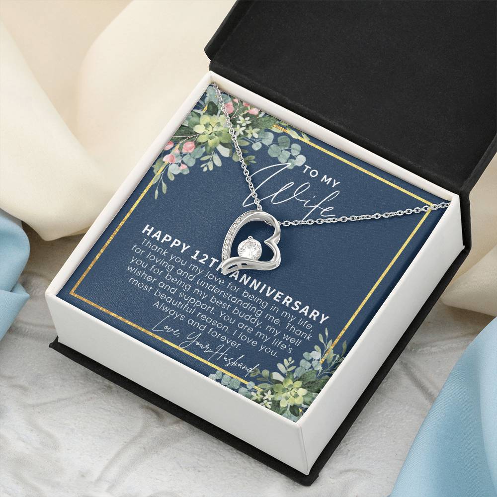 12 Year Anniversary Gift Ideas 12Th Anniversary Gift For Her 12 Year Wedding Anniversary Gift For Wife 12Th Anniversary Gifts Forever Love Necklace