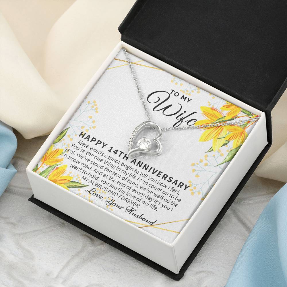 14 Year Wedding Anniversary Gift For Wife 14Th Anniversary Gift For Her 14 Year Anniversary Gift Ideas 14Th Anniversary Gifts Forever Love Necklace