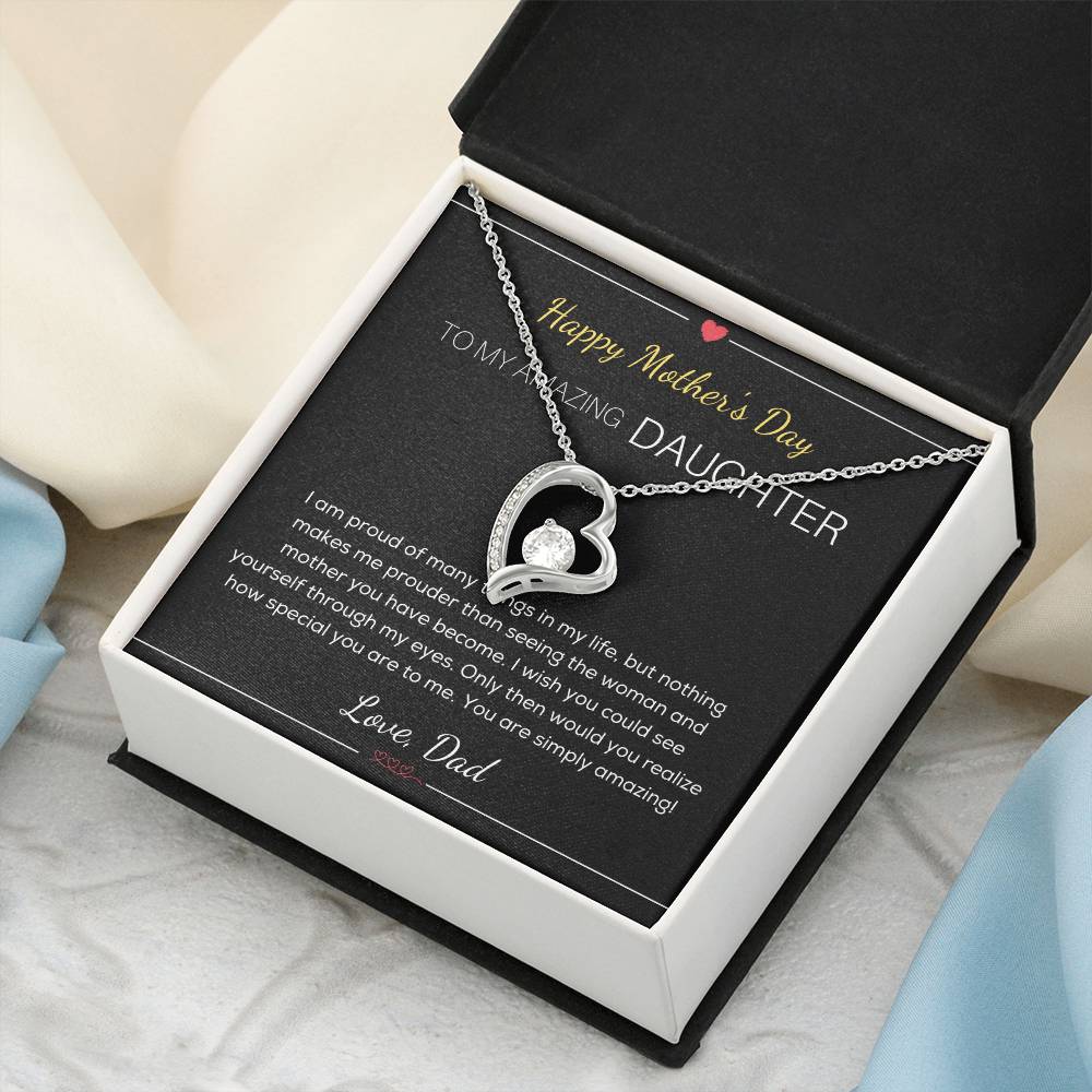 To My Amazing Daughter Necklace Happy Mother's Day Gift For Daughter From Dad Mother's Day Dad Anniversary Gift Father Daughter Necklace Forever Love Necklace