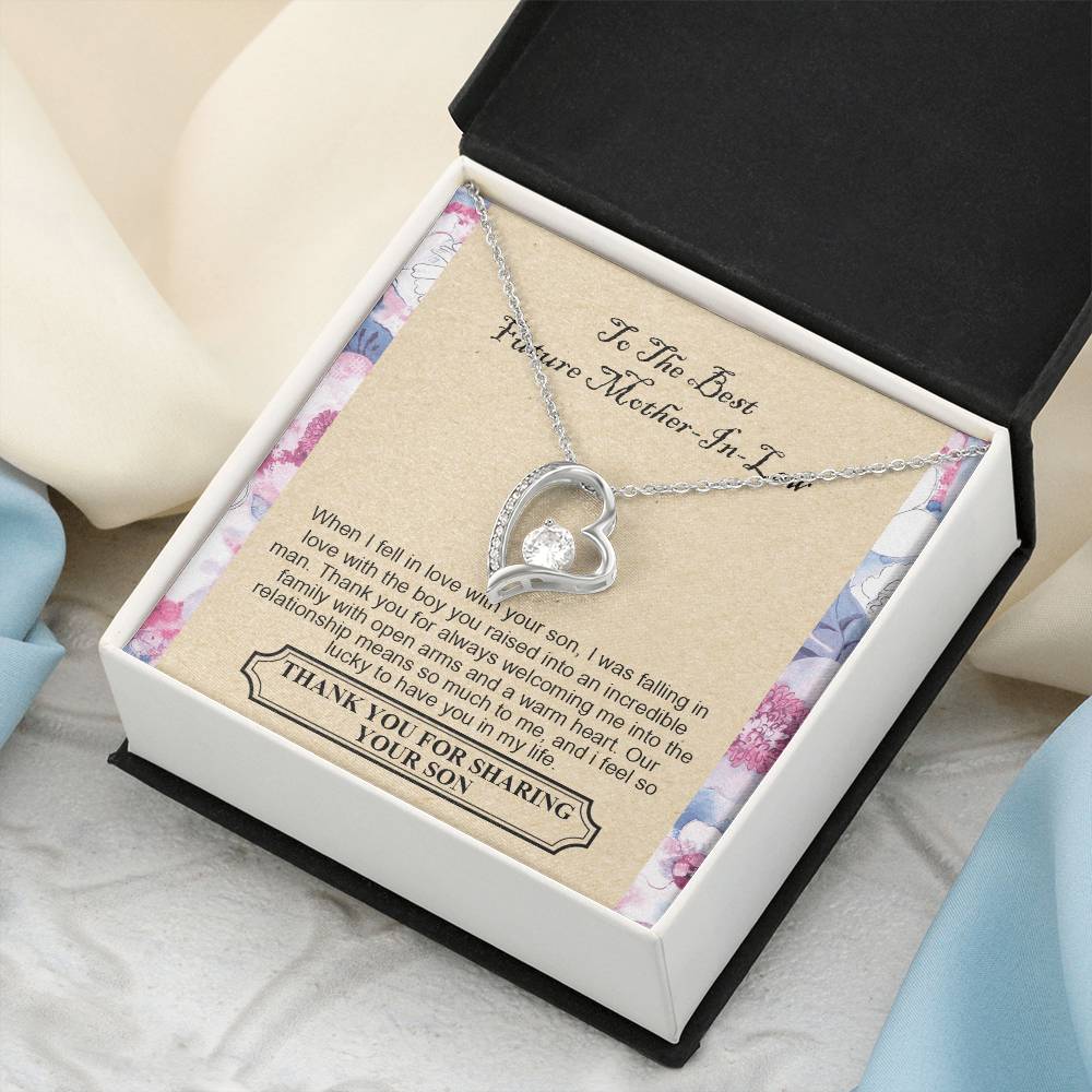 To The Best Future Mother-In-Law - Thank You For Always Welcoming Me Into The Family With Open Arms And A Warm Heart Forever Love Necklace
