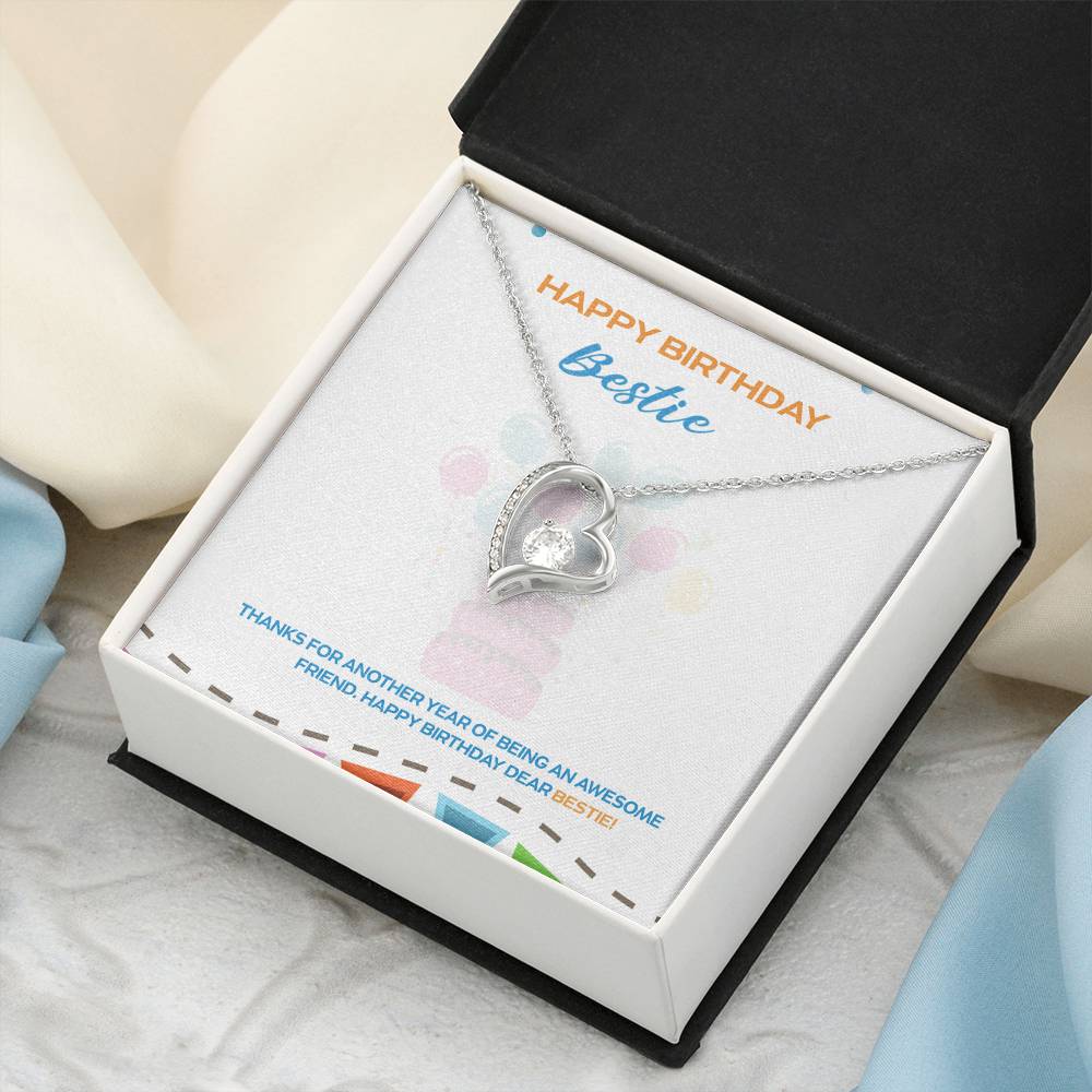 Happy Birthday Bestie 925 Sterling Silver Pendant 1 Forever Love Necklace