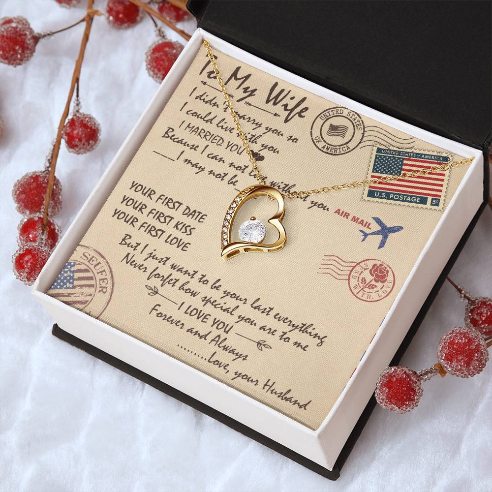 To My Wife Forever Love Necklace - Forever Love To My Wife Necklace From Husband Anniversary Gift For Wife Forever Love Necklace