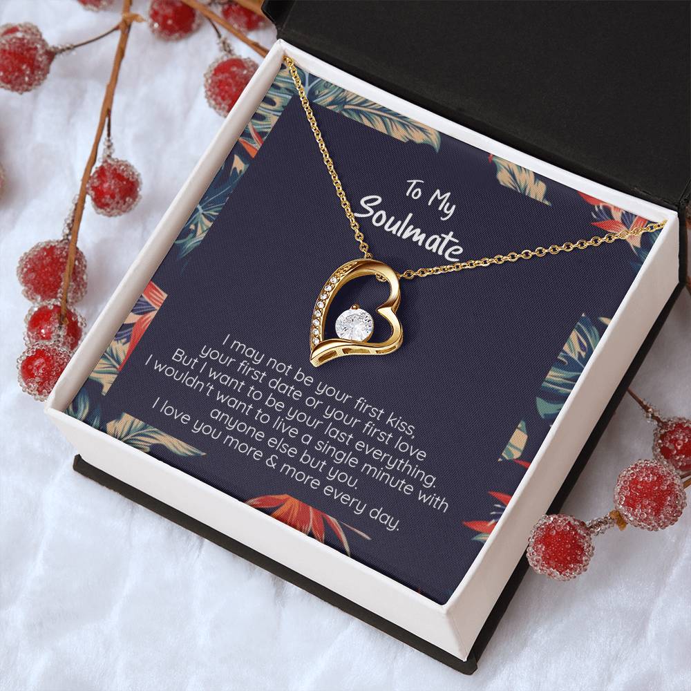 My Soulmate Your Last Everything 14k White Or 18k Yellow Finish Cz Heart Crystal Necklace Forever Love Necklace