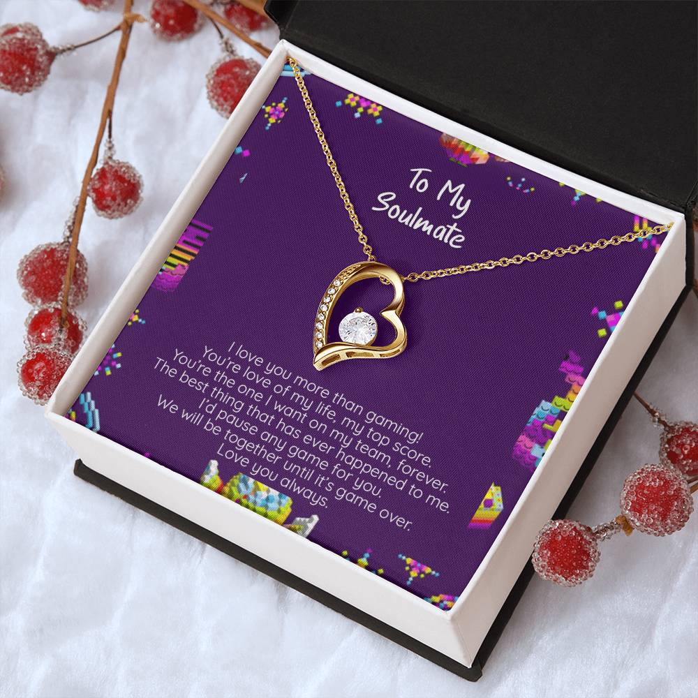 I Love You More Than Gaming Cz Crystal Pendant 14k White Gold Finish Or 18k Yellow Gold Finish Forever Love Necklace