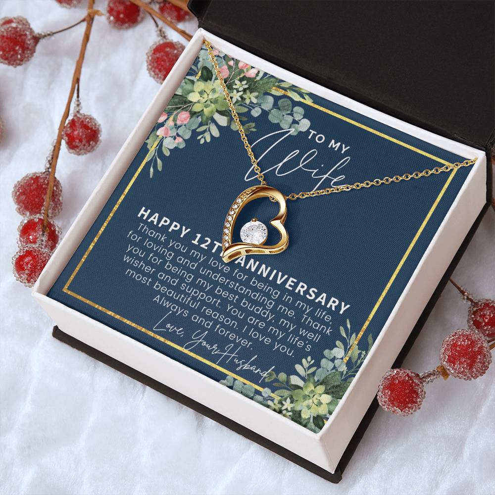12 Year Anniversary Gift Ideas 12Th Anniversary Gift For Her 12 Year Wedding Anniversary Gift For Wife 12Th Anniversary Gifts Forever Love Necklace
