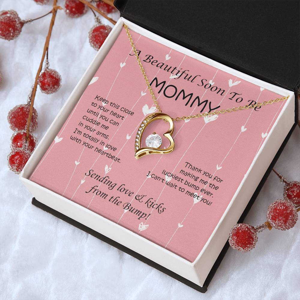 A Beautiful Soon To Be Mommy Heart Necklace Sending Love And Kicks From The Bump 1 Forever Love Necklace