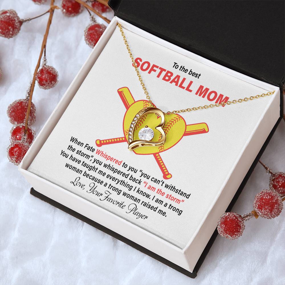 To The Best Softball Mom Mother's Day Gift Forever Love Necklace
