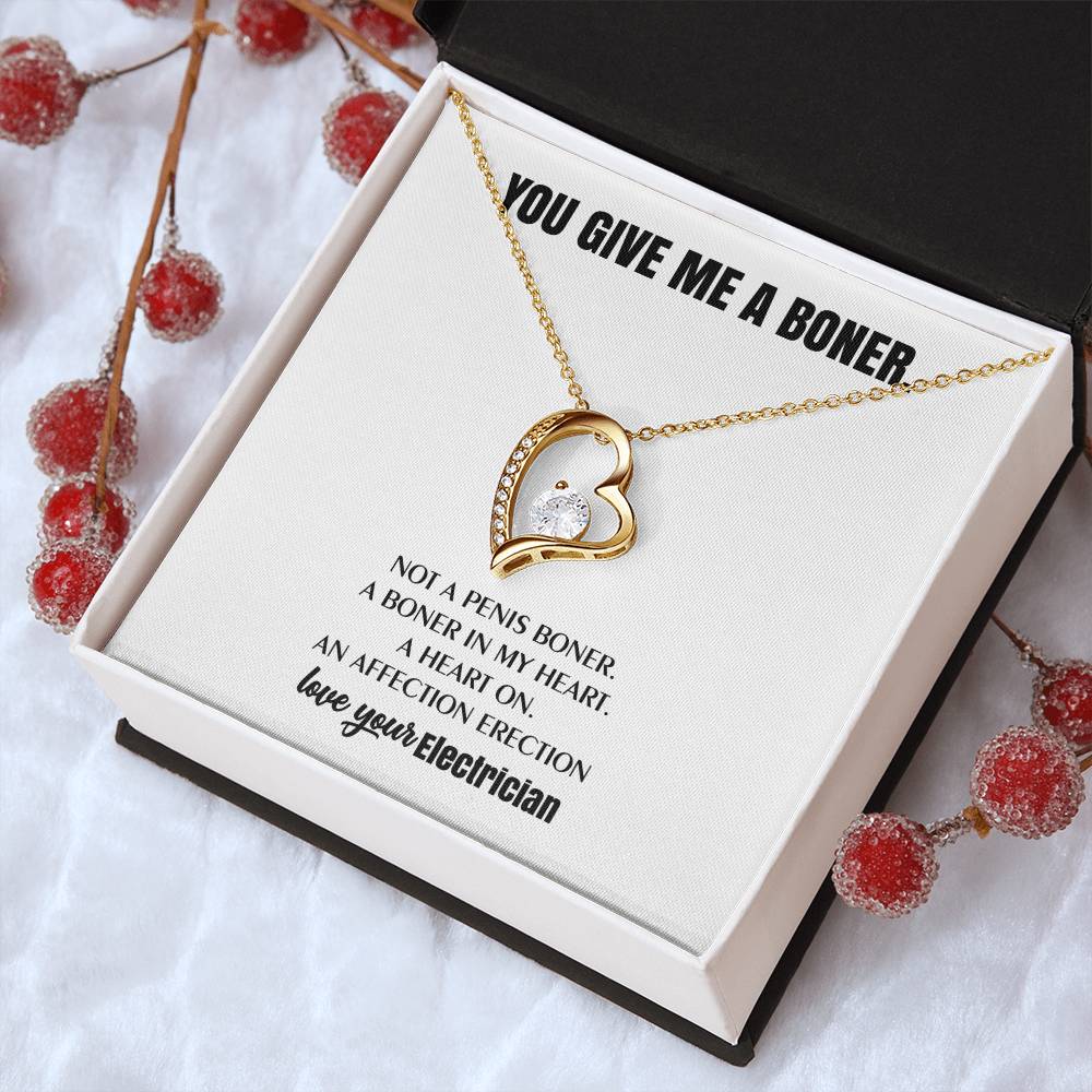You Give Me A Heart Boner An Affection Erection Funny & Sarcastic Love For Her ♥ Mature Best Funny Gag Gifts For Electrician Wife On Special Days Forever Love Necklace