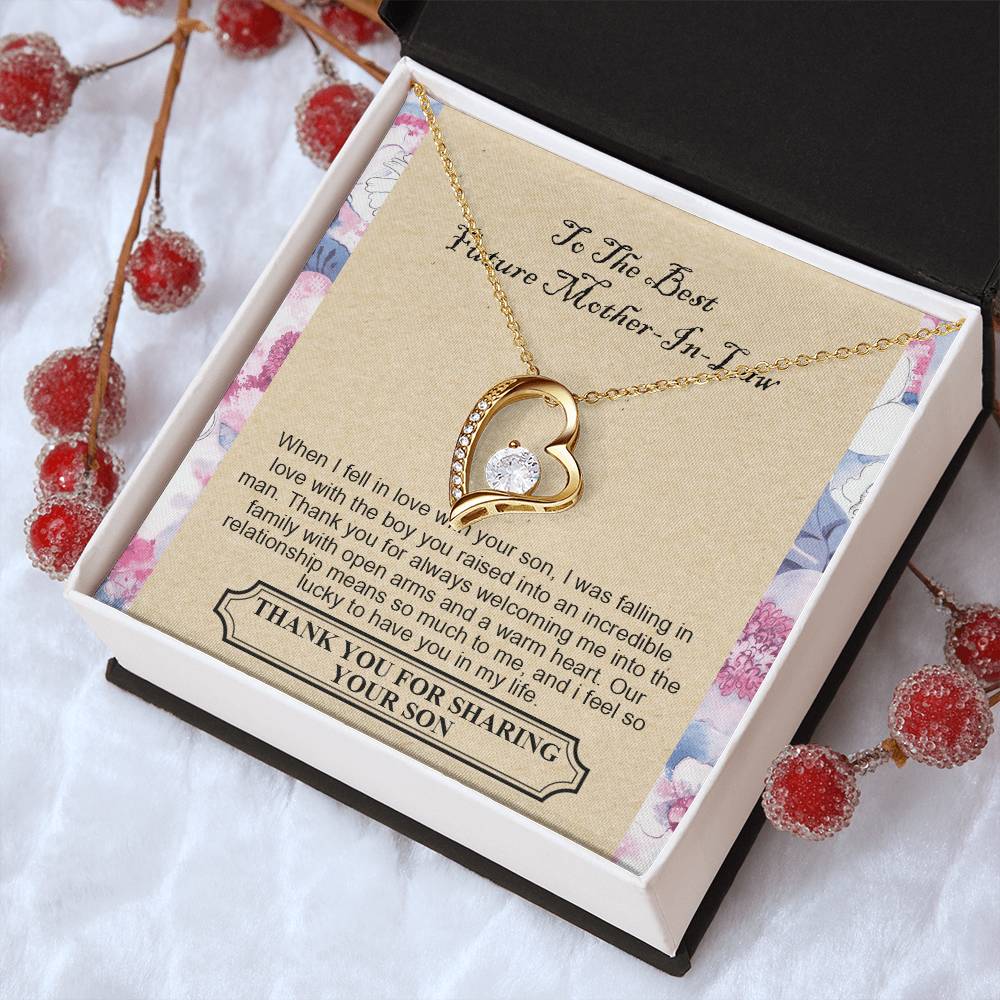 To The Best Future Mother-In-Law - Thank You For Always Welcoming Me Into The Family With Open Arms And A Warm Heart Forever Love Necklace