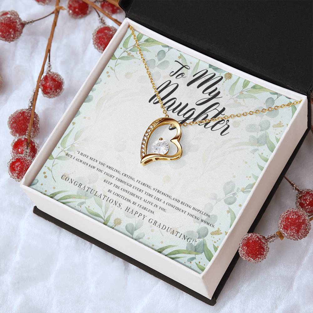 Graduation Gift For Daughter White Gold Heart Necklace Forever Love Necklace