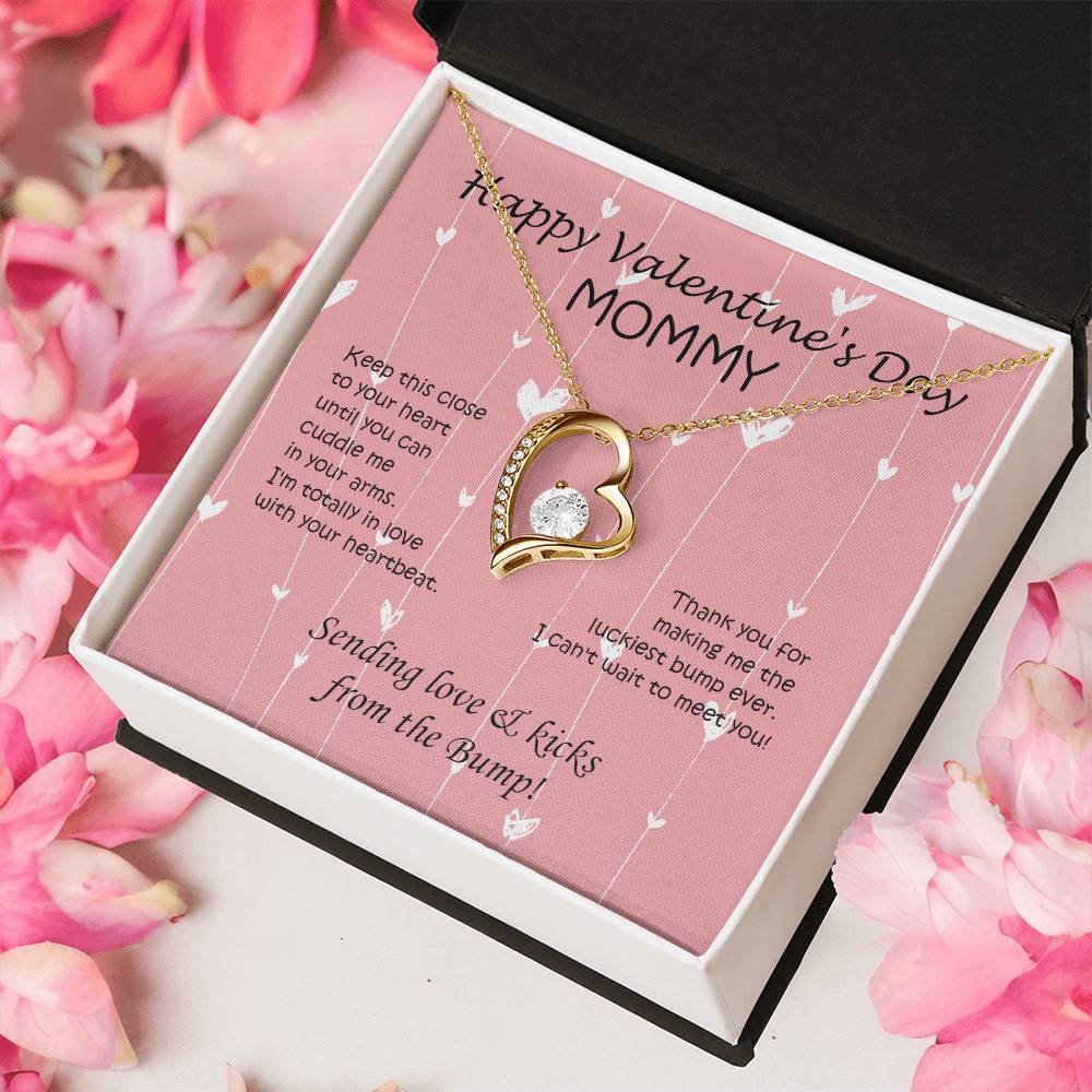 Happy Valentine's Day Mommy To Be Heart 1 Forever Love Necklace
