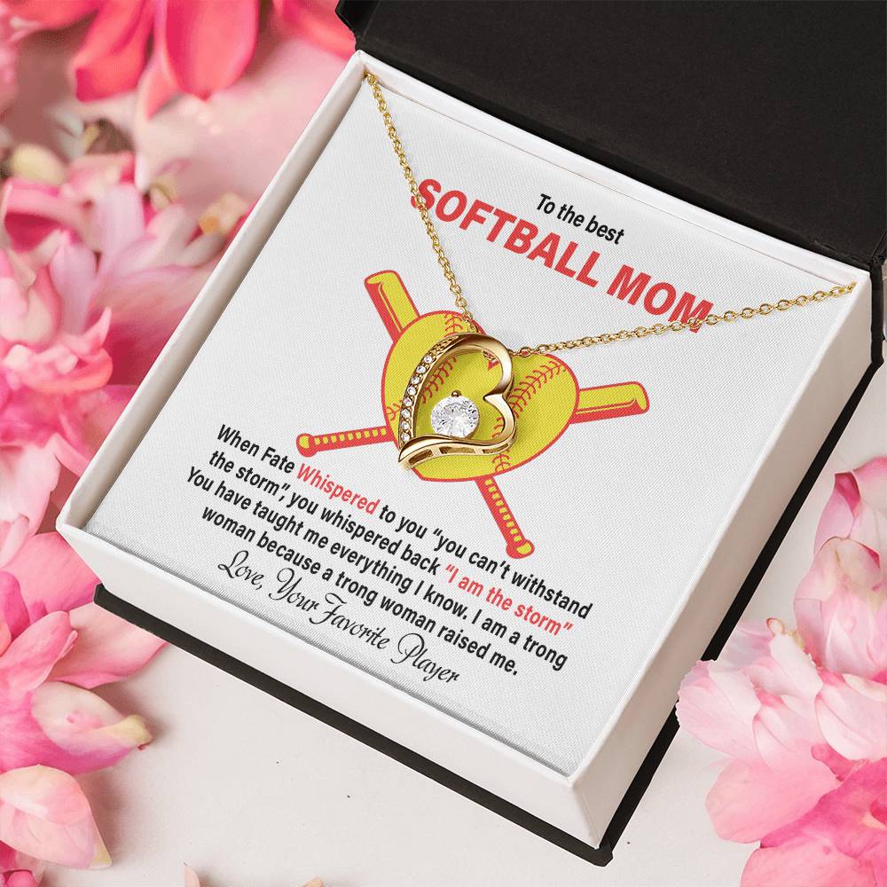 To The Best Softball Mom Mother's Day Gift Forever Love Necklace