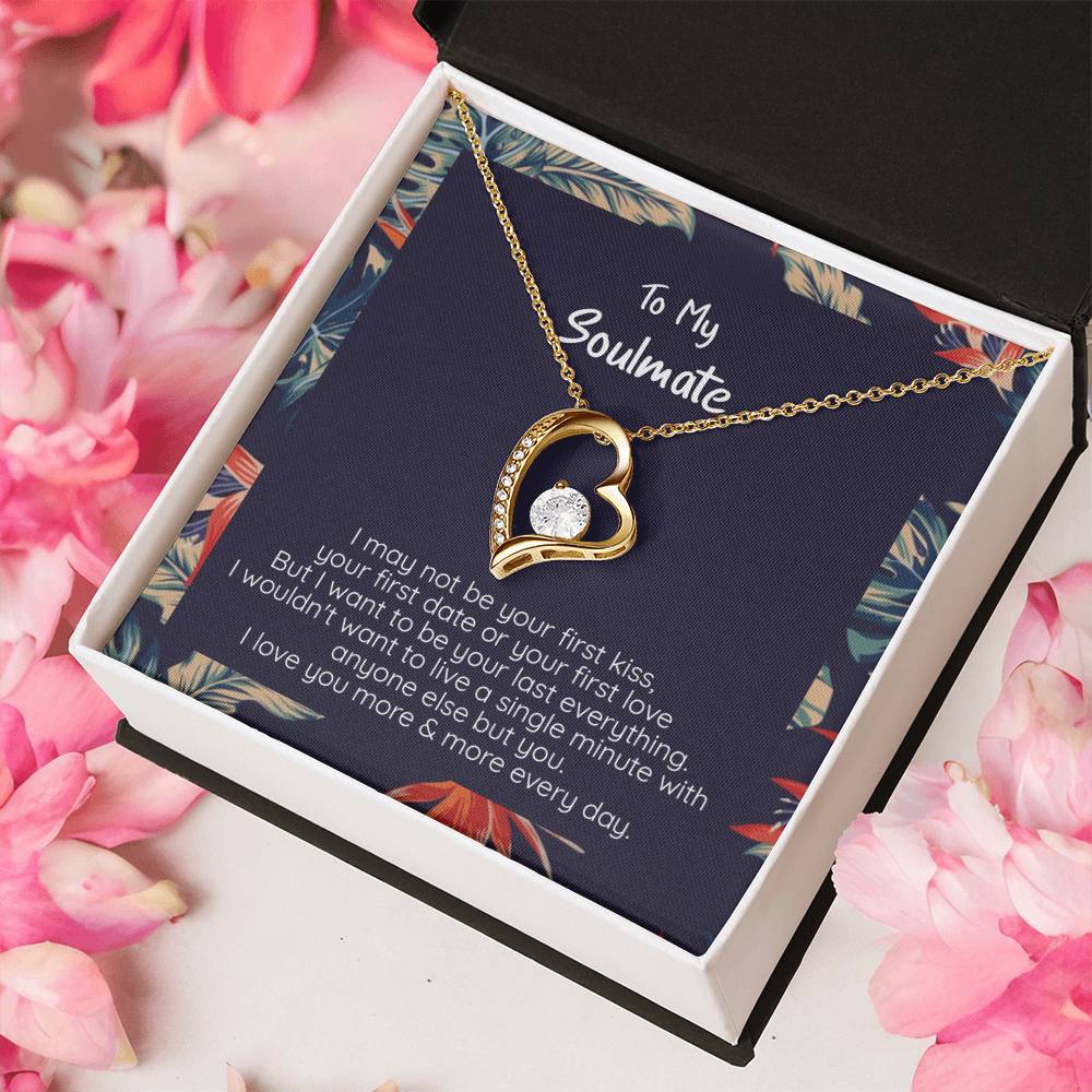 My Soulmate Your Last Everything 14k White Or 18k Yellow Finish Cz Heart Crystal Necklace Forever Love Necklace