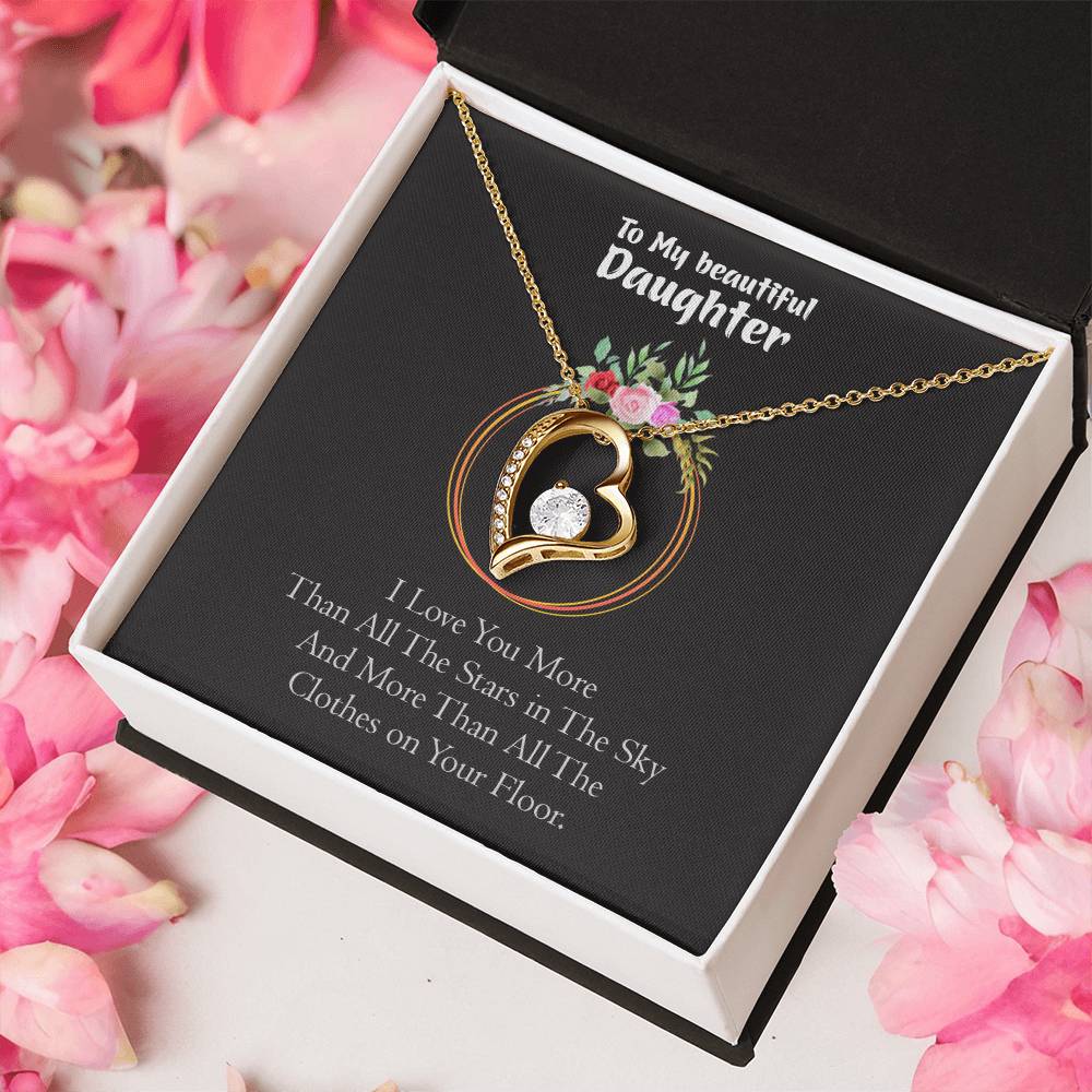 To My Daughter I Love You More Mom Daughter Necklace From Mom Valentine's Mother's Day Daughter Birthday Gift Daughter Graduation Gift For Daughter Forever Love Necklace